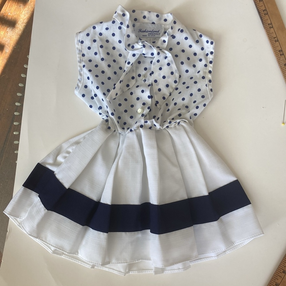 Vintage 80s navy and white nautical dot dress size 2T - Picture 9 of 9